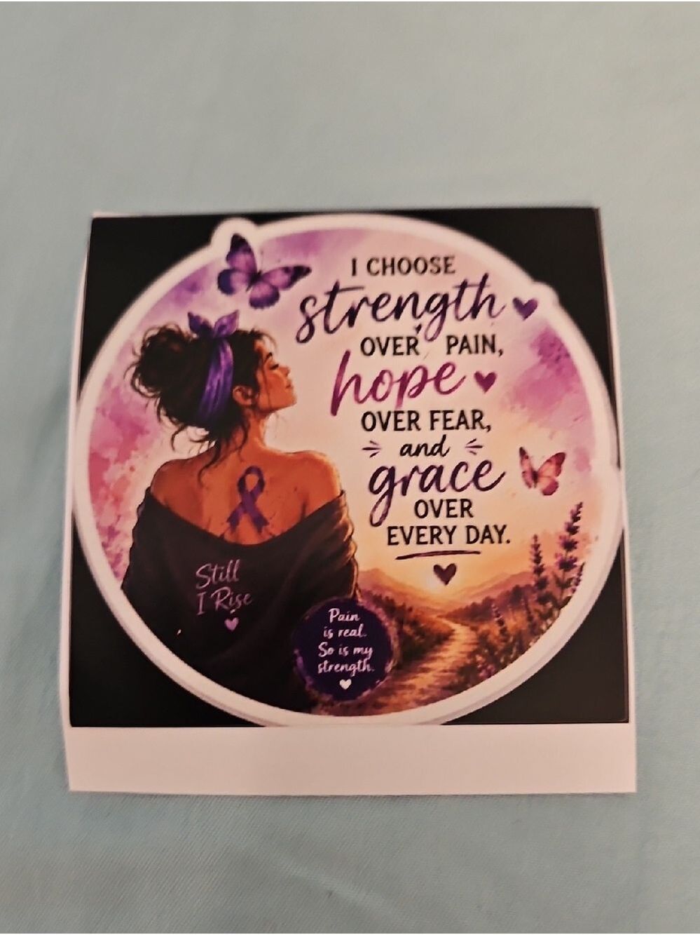 Handmade Chronic Pain Warrior Vinyl Sticker Hope Over Fear Purple Butterfly 3x3 - Picture 6 of 17